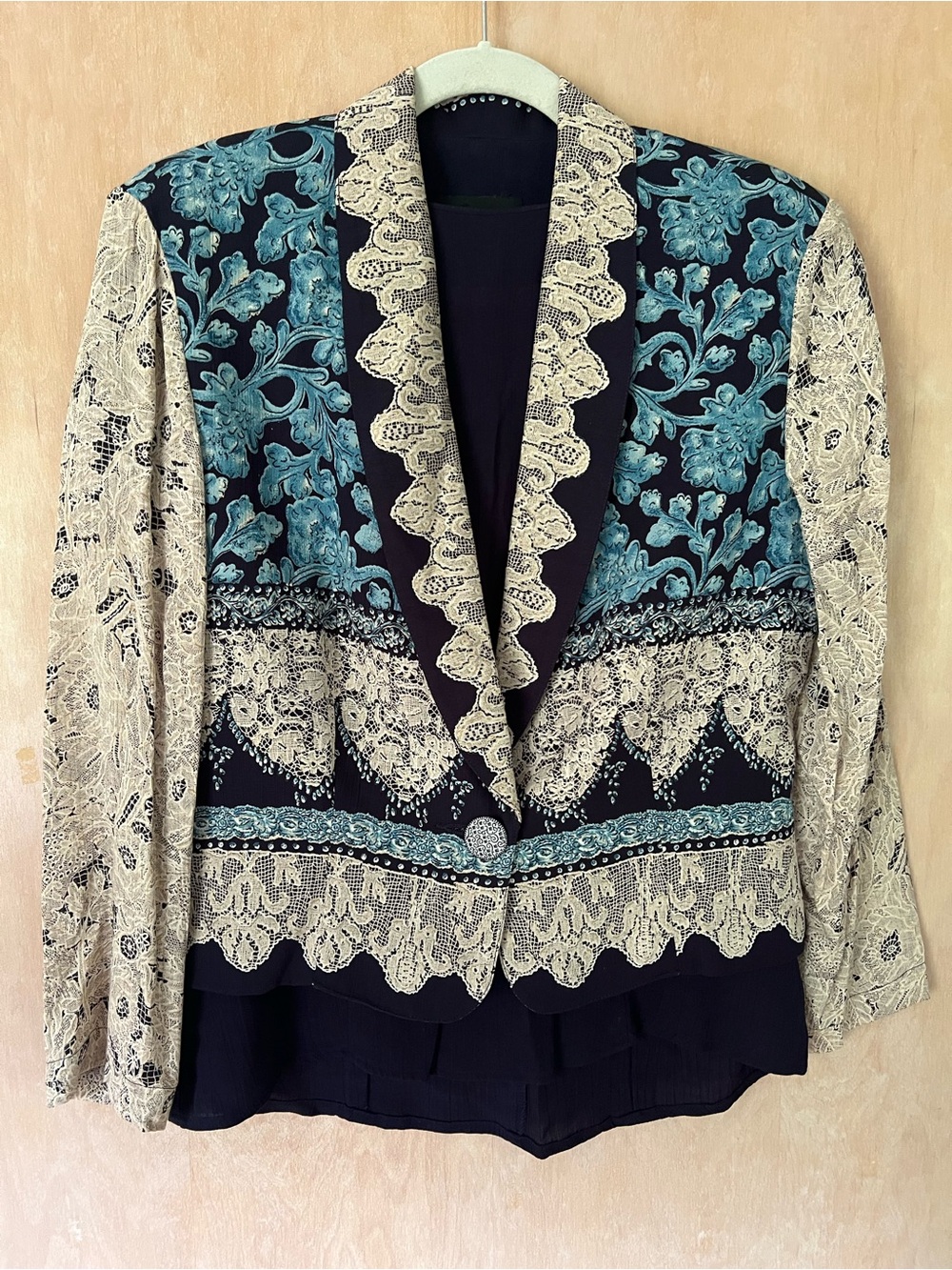 Vintage 4 pc Carole Little Navy Jacket, Top, Maxi Skirt & Pants